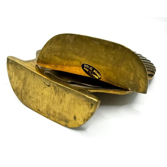 Vintage Solid Brass Shell Bookends Initial "H" - Picture 3 of 14